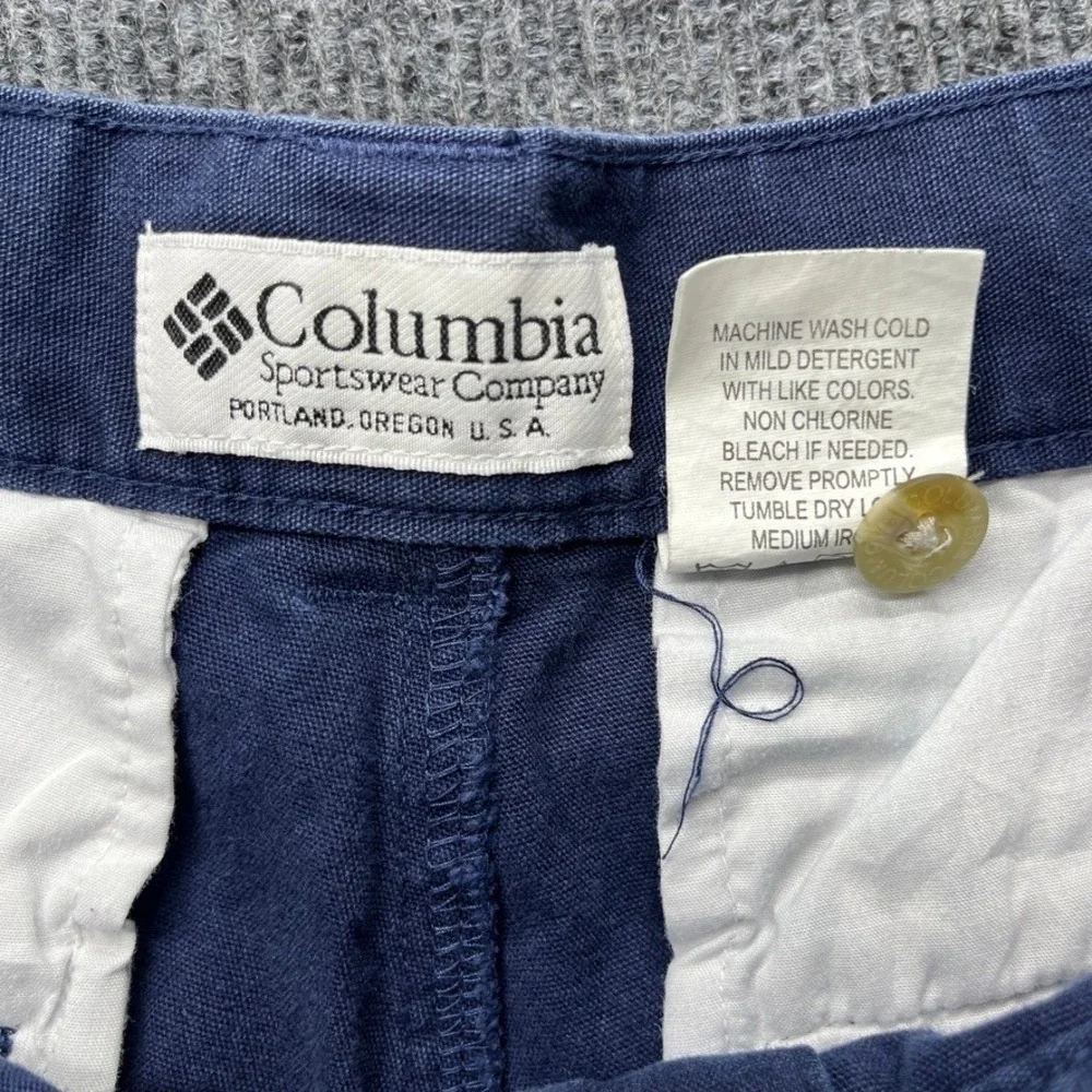 Columbia Cargo Shorts Navy Blue Mens 36 Vintage Cotton Canvas Gorpcore Utility